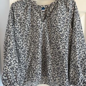 Old Navy Blue and White Floral Blouse